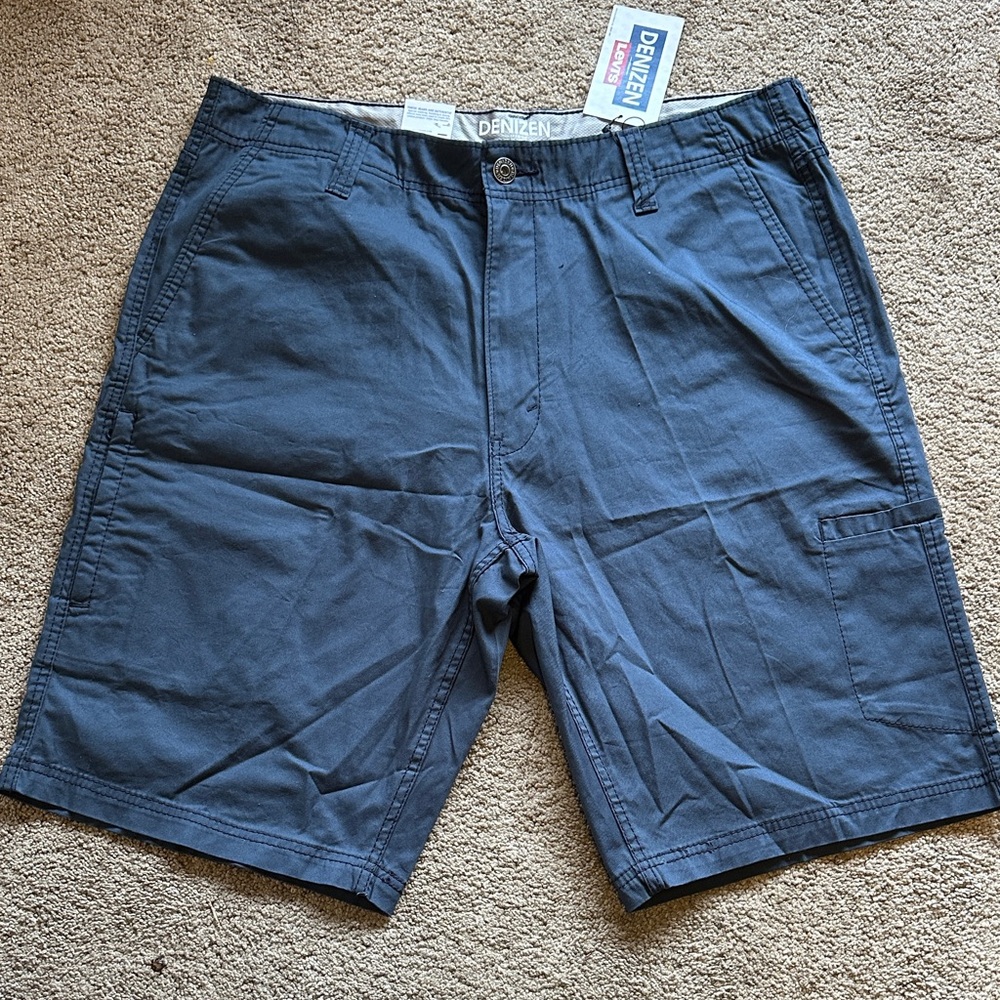 NWT Denizen Levi's Mens Cargo Shorts Utility Casual Navy Blue Cotton Size 38